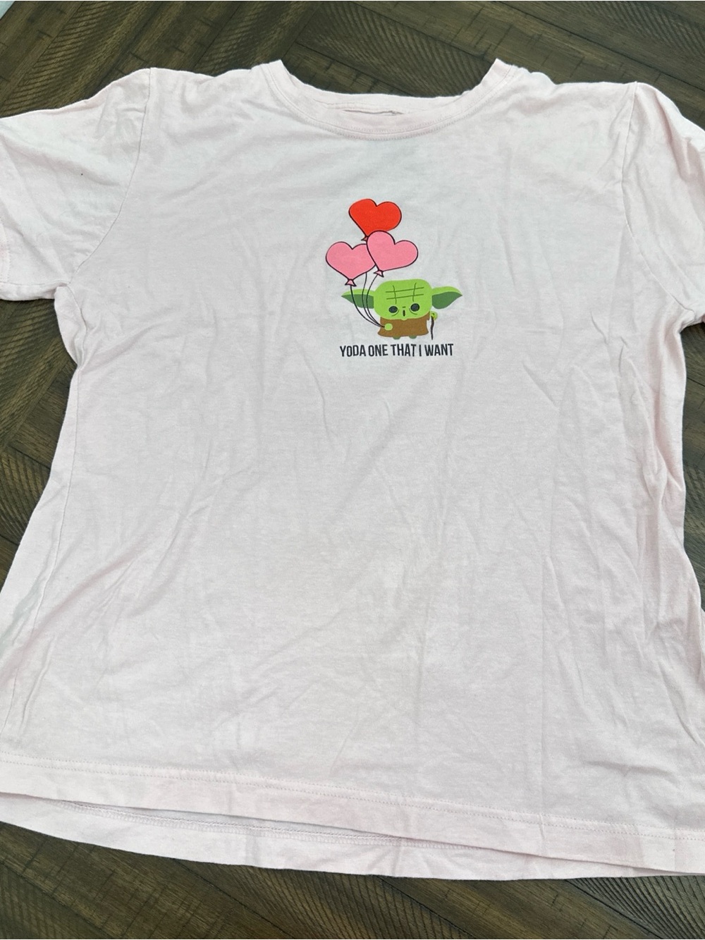MAD Engine Light Pink Tee with Green Character and Heart Balloons